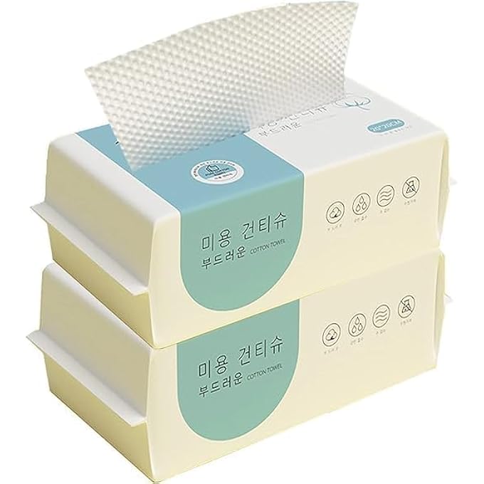 JOEBO DISPOSABLE FACE TOWEL, 200PCS COTTON TISSUE SOFT DRY WIPES,SIMPLE WET AND DRY CLEANSING FACE TOWEL,WET DUAL PORTABLE USE FOR SENSITIVE SKIN & BABY & MAKEUP REMOVER & PERSONAL CARE (2 PACK=200PCS) - Image 2